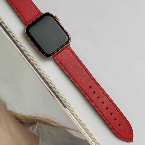 Кожаный ремешок Hermes New Leather для Apple Watch 42/44/45mm Red